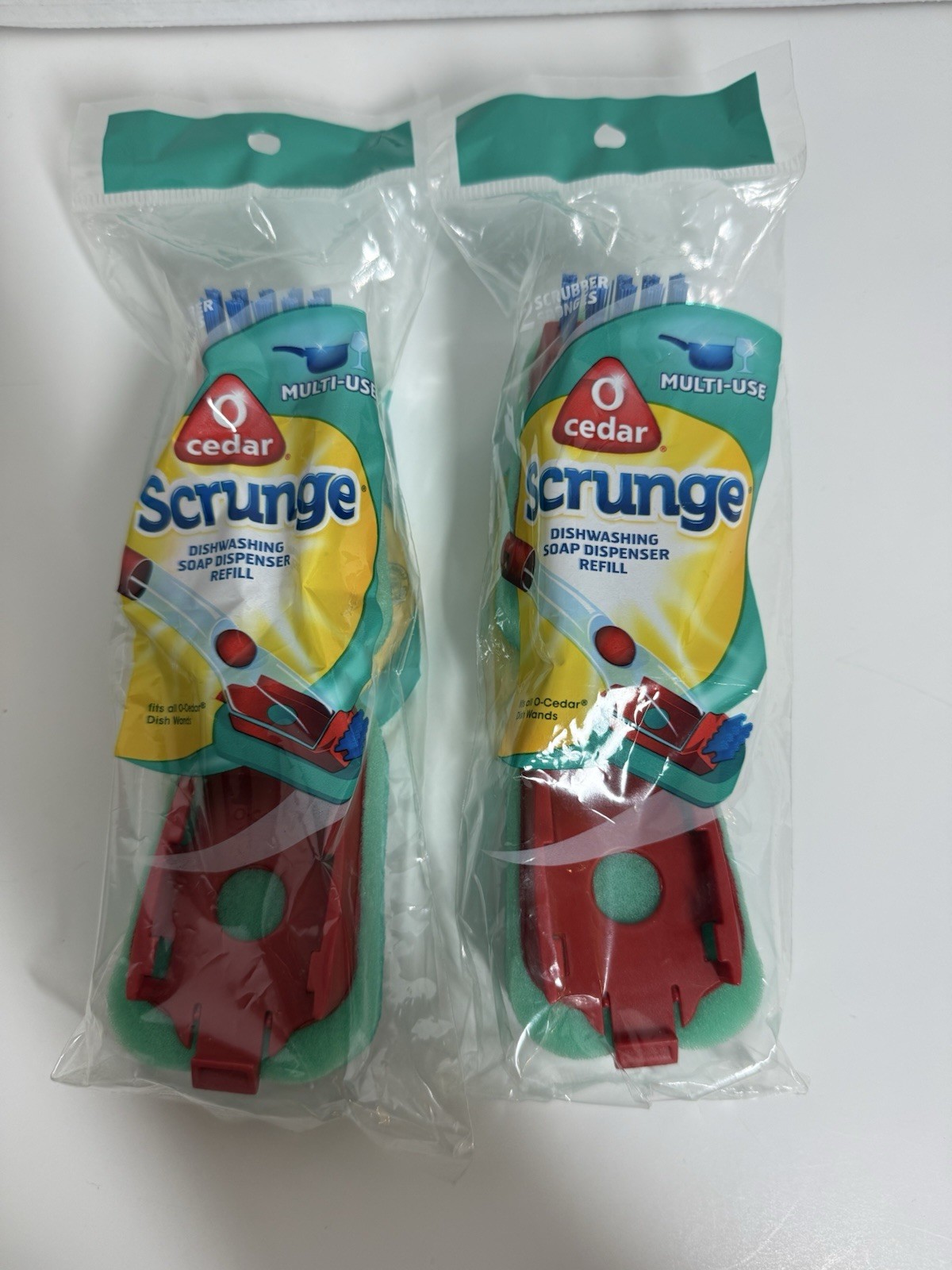(2) New 2 Packs O-Cedar Scrunge Multi Use Dishwasher Soap Dispenser Wand Refill
