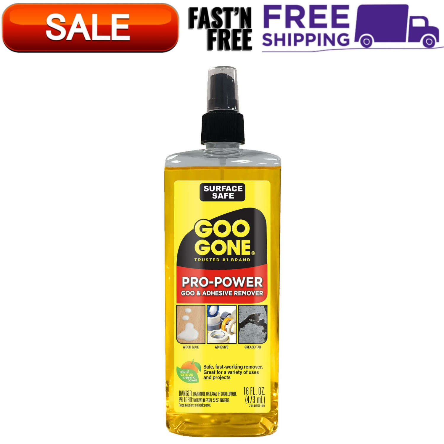 Goo Gone Pro-Power Goo & Adhesive Remover Pump Spray, Citrus-Based, 16 oz