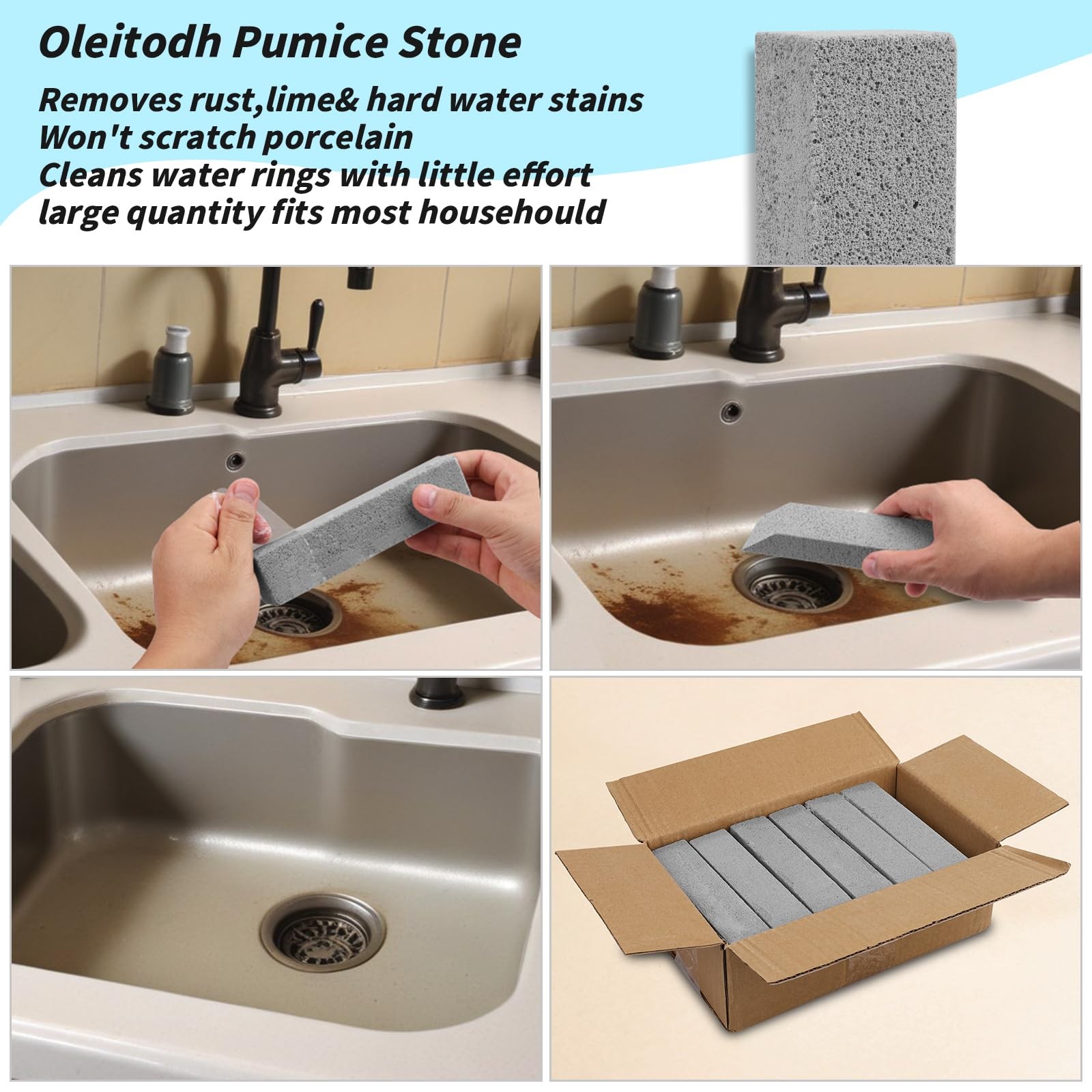50 Pack Grey Pumice Stones with 2 Handles 5.9 x 1.4 0.9 Inch Cleaner