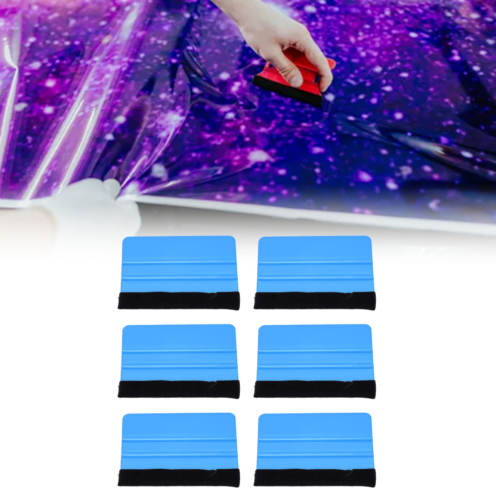 10 X Car Vinyl Scraper Scratch Resistant Professional Vinyl Felt Squeegee Blue