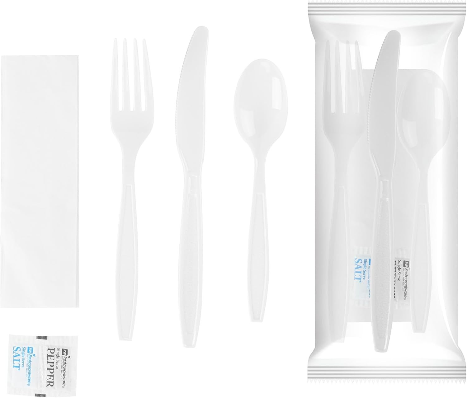Restaurantware Utensil Kit 500 Pack of Plastic Cutlery Set Individually Wrappe