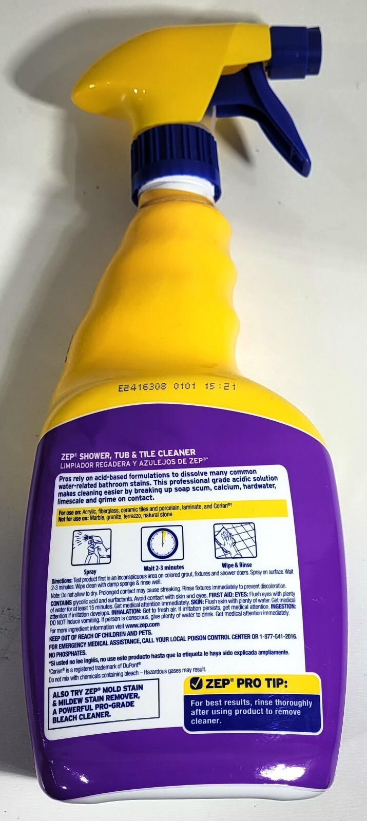 Lot Of 2 Bottles – ZEP Shower Tub and Tile Cleaner, 32 oz Each