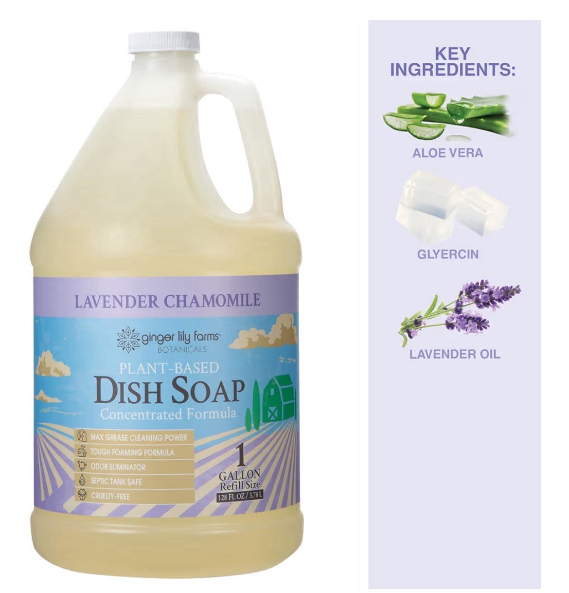 2 Gallons Bulk Plant-Based Liquid Dish Soap Refill – Lavender Chamomile