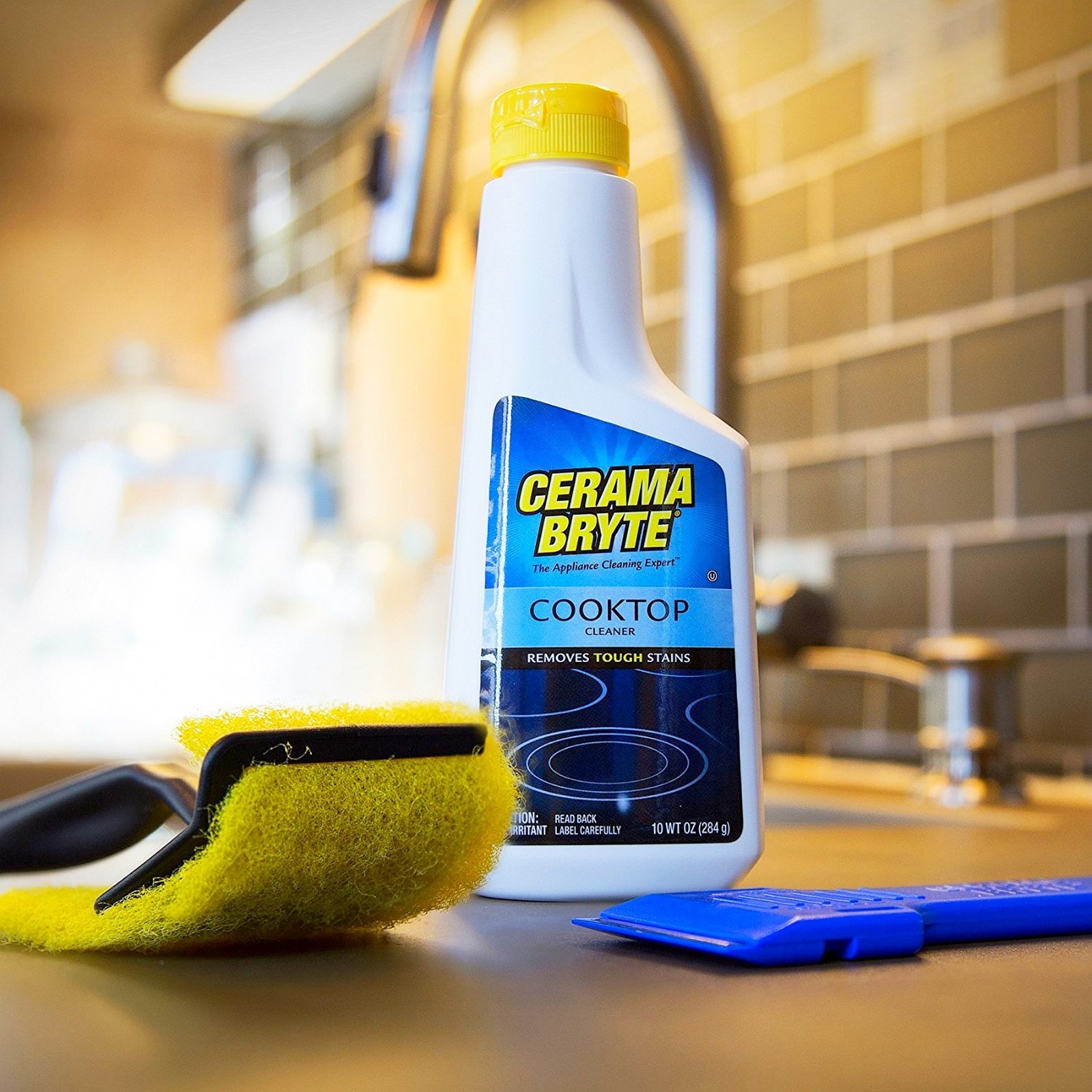 Ceramic & Glass COOKTOP Cleaning KiT = Pads Scraper & Cleaner CERAMA BRYTE 27070