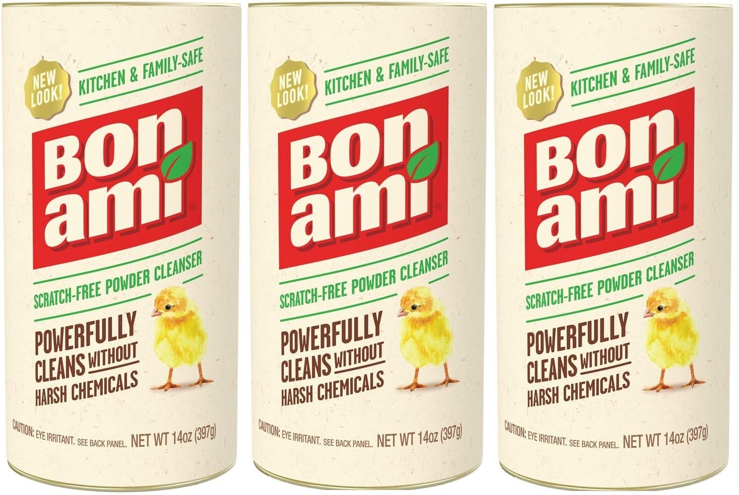 3 pk Bon Ami POWDER CLEANSER 14 oz. No Scent Cleaner Kitchen Bath Surfaces 04410
