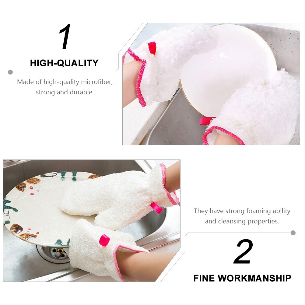6 Pcs Non Cleaning Gloves Microfiber Practical Kitchen Supplies White