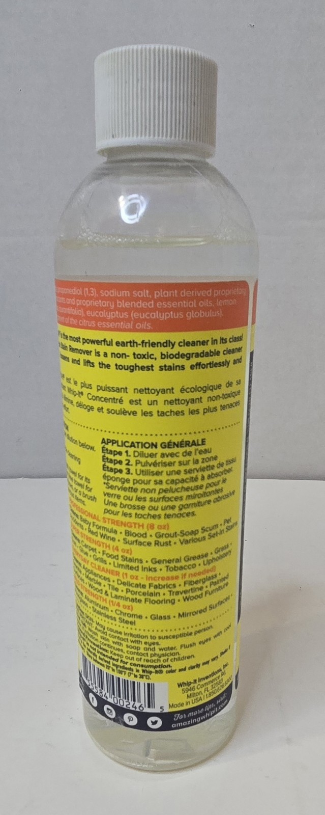 The Amazing Whip It Eucalyptus Scent Multi Purpose Concentrate Stain Remover 8oz