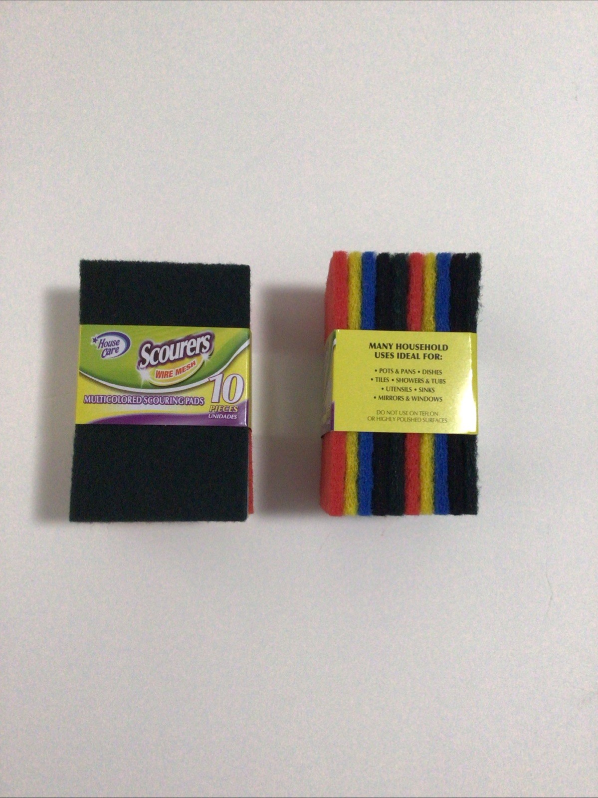 2 SET OF 10PC MULTICOLOR SCOURERS FOR POTS PANS TILES SHOWER TUBS
