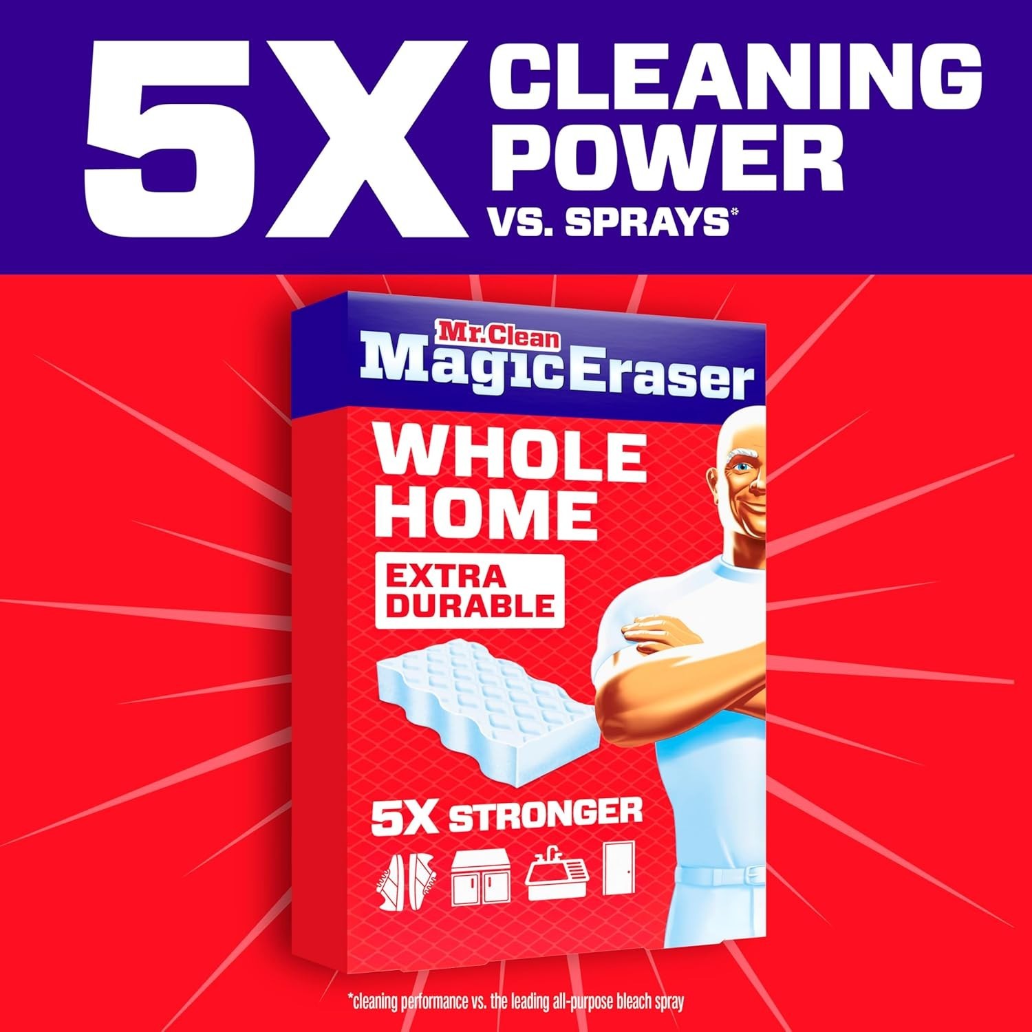 Mr. Clean Magic Eraser Sponge, All Purpose Cleaner, Extra Durable, 4 Count