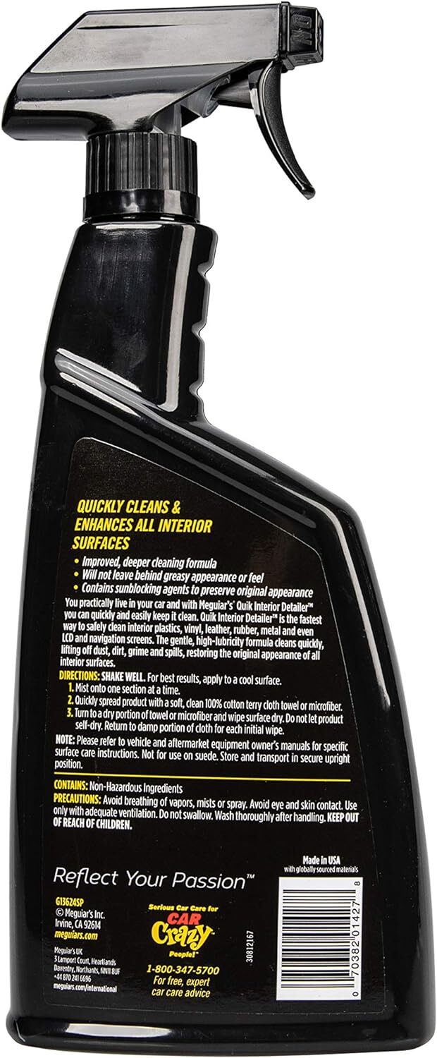 Meguiars Quik Interior Detailer Cleaner 24oz Gentle Protectant for Car Surfaces