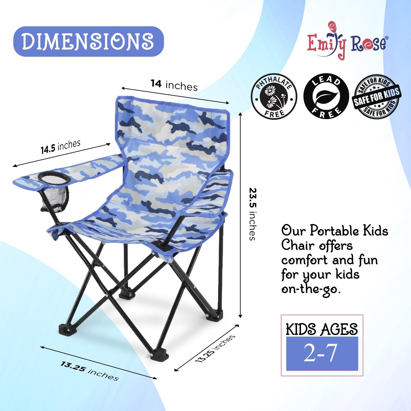 Kids Folding Beach Camp Chair with Safety Lock – Camping Travel Chair for Boy…