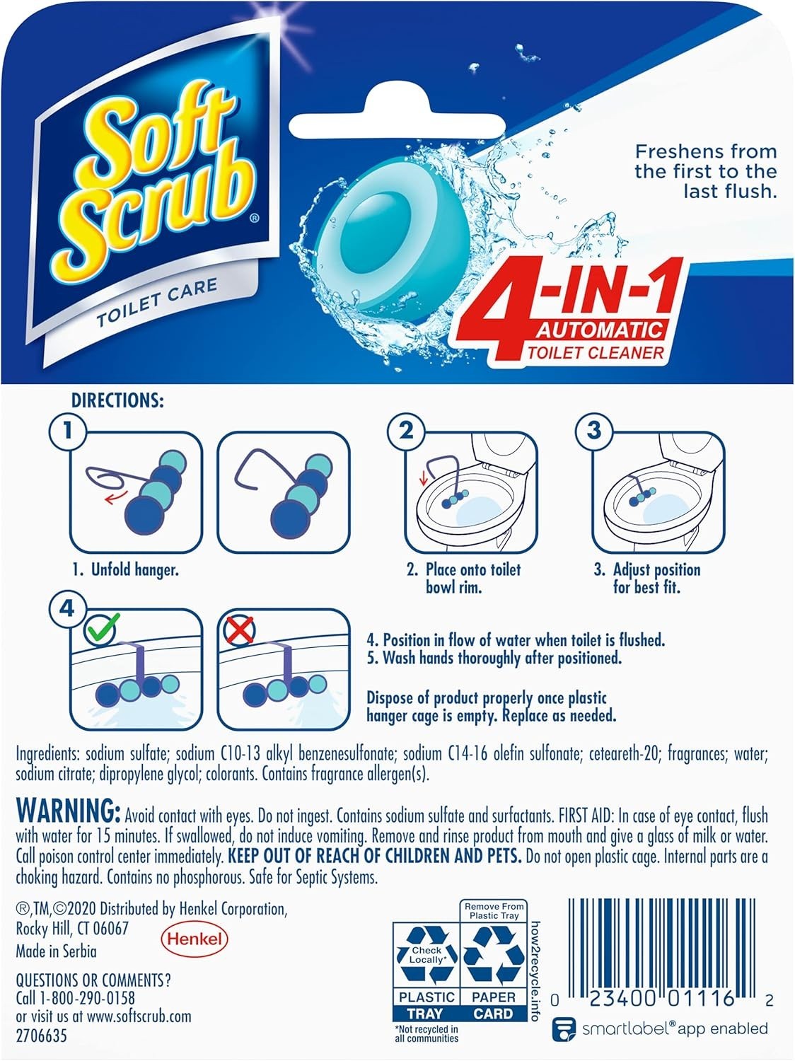 4-in-1 Toilet Cleaner Rim Hanger in Sapphire Waters – Freshens Up to 4 Weeks
