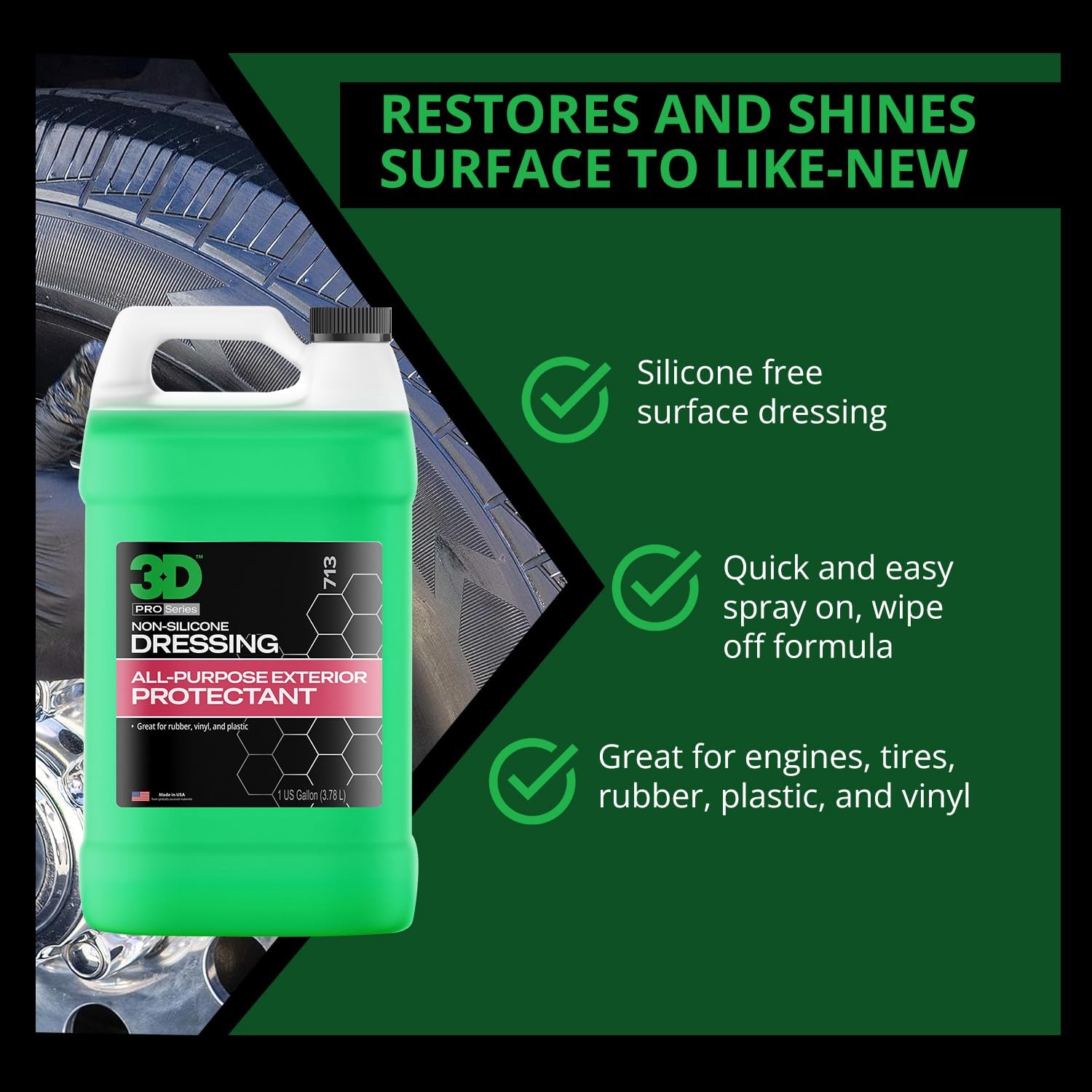Auto Trim Surface Dressing Silicone Free Spray Restore Shine for Tires Rubber…