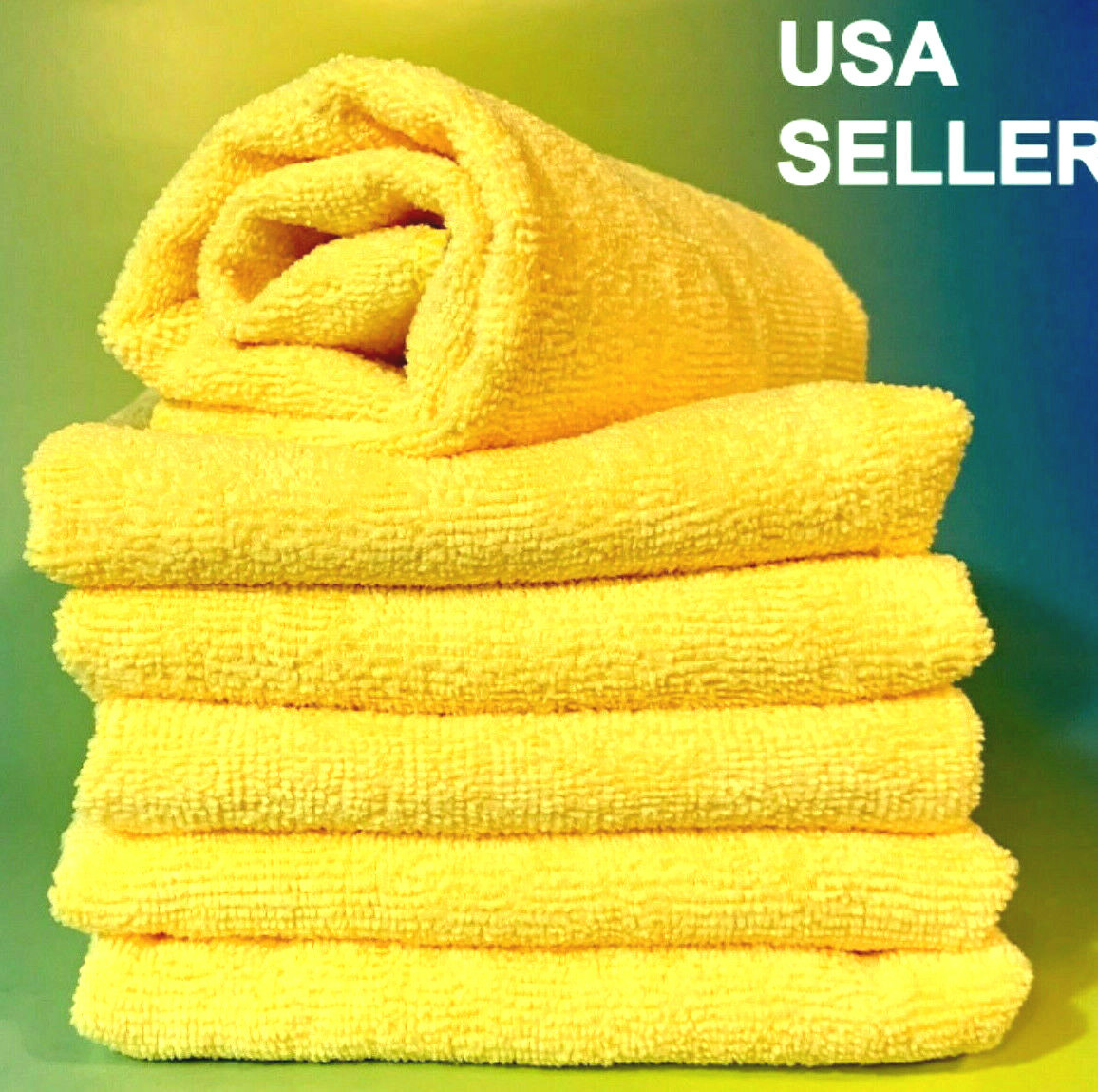 6 YELLOW MICROFIBER CLEANING WASH CLOTH KITCHEN TOWEL RAG 16″x16″ WINDOW MIRROR