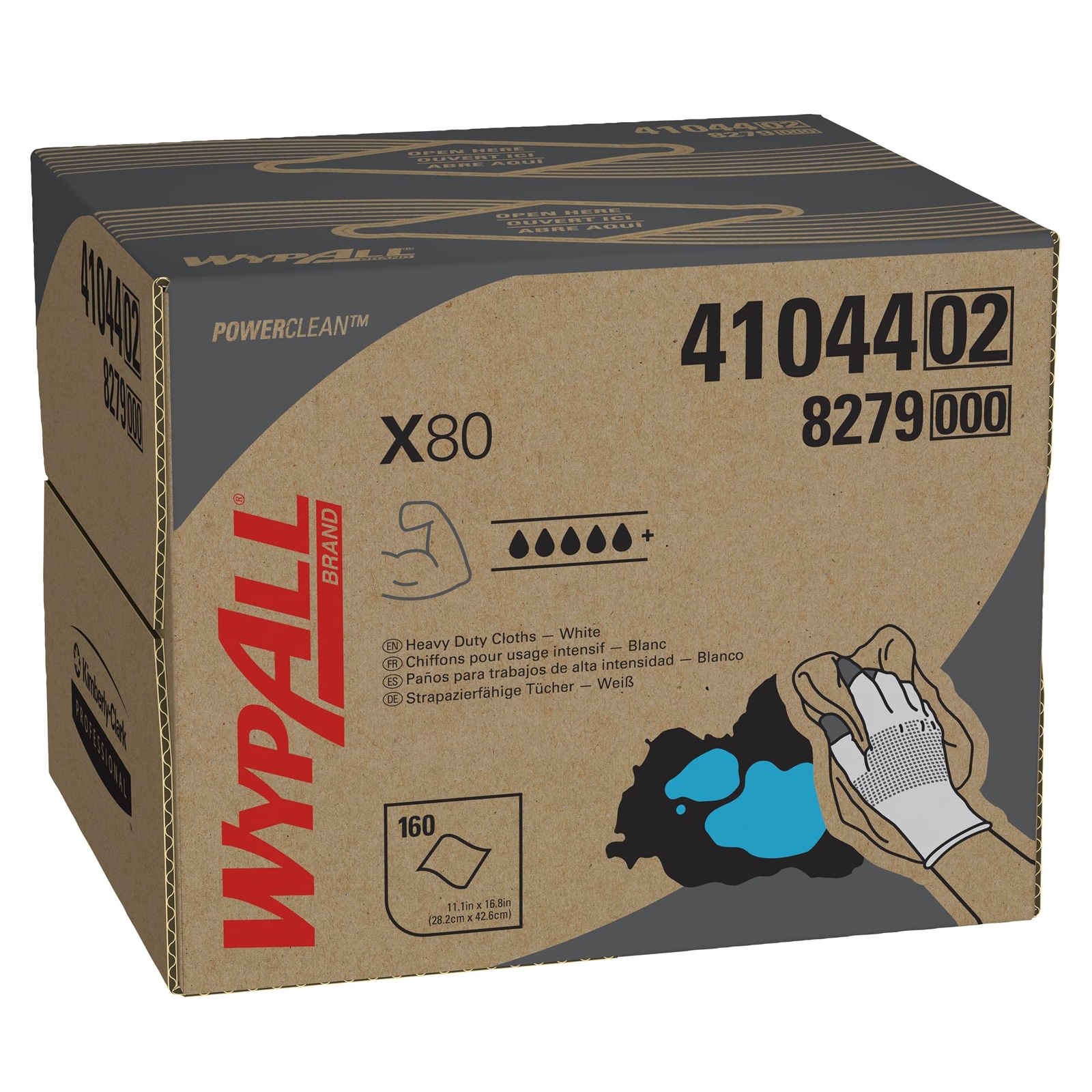 WypAll Power Clean X80 Heavy Duty Disposable Cleaning Cloths 160 Count Box