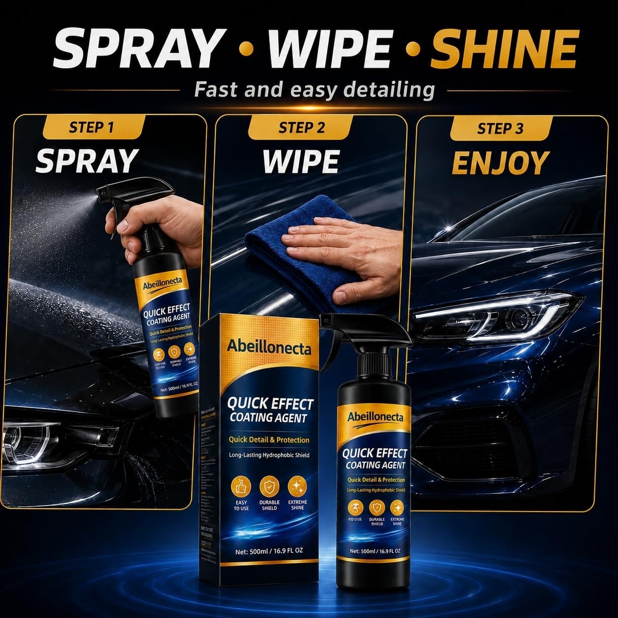 500ML Car Coating Spray – Quick Shine & Protection for Vehicles (2 Pcs)