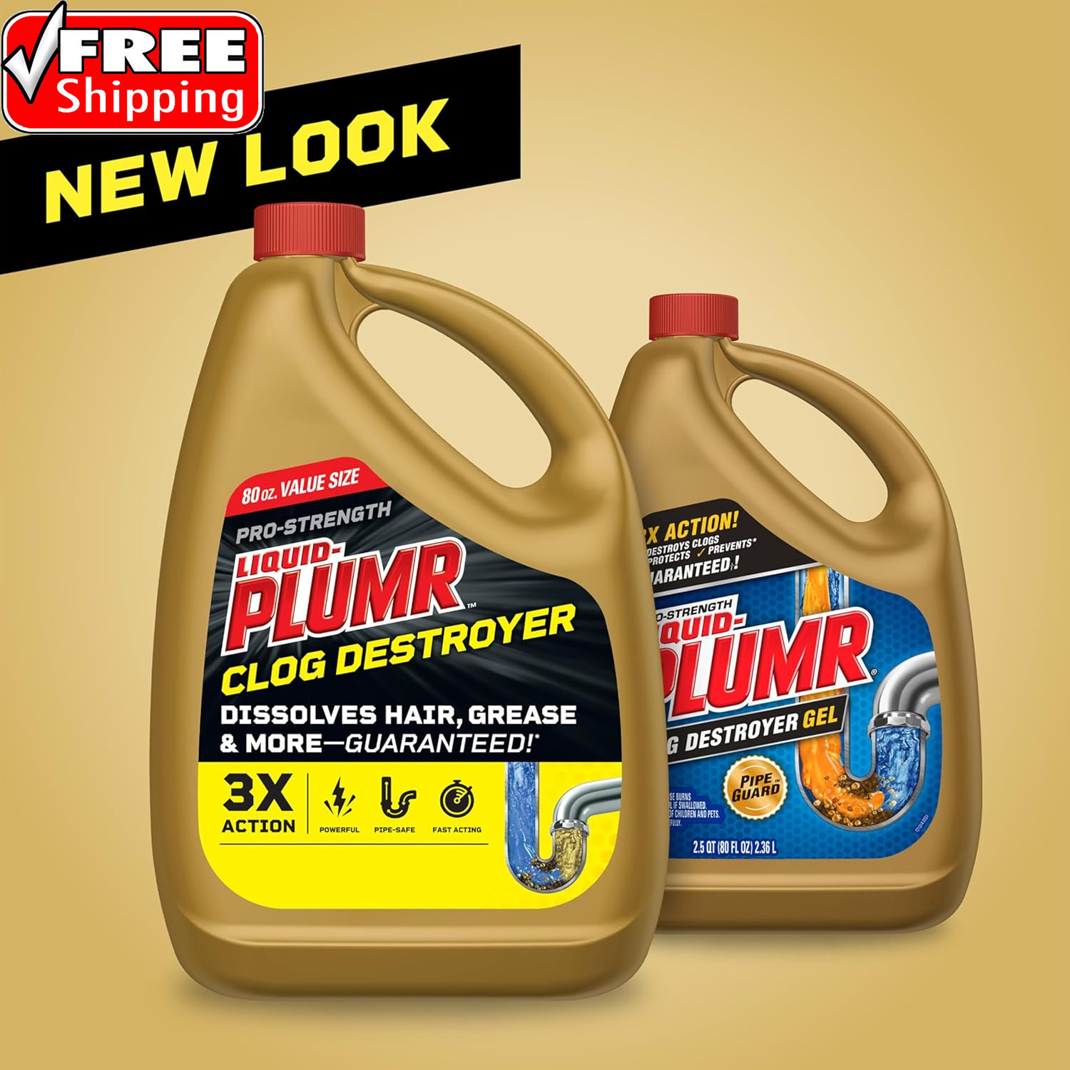 Liquid-Plumr Pro-Strength Clog Destroyer, Liquid Drain Cleaner, 80 Fluid Ounces