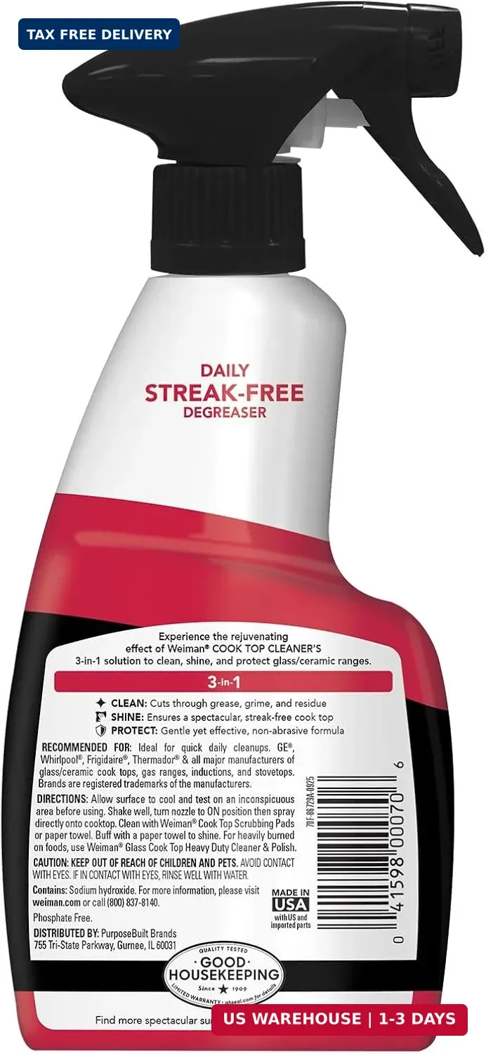 Weiman 2-Pack Cooktop Cleaning Spray & Microfiber Cloth – Cooktop & Oven Cleaner