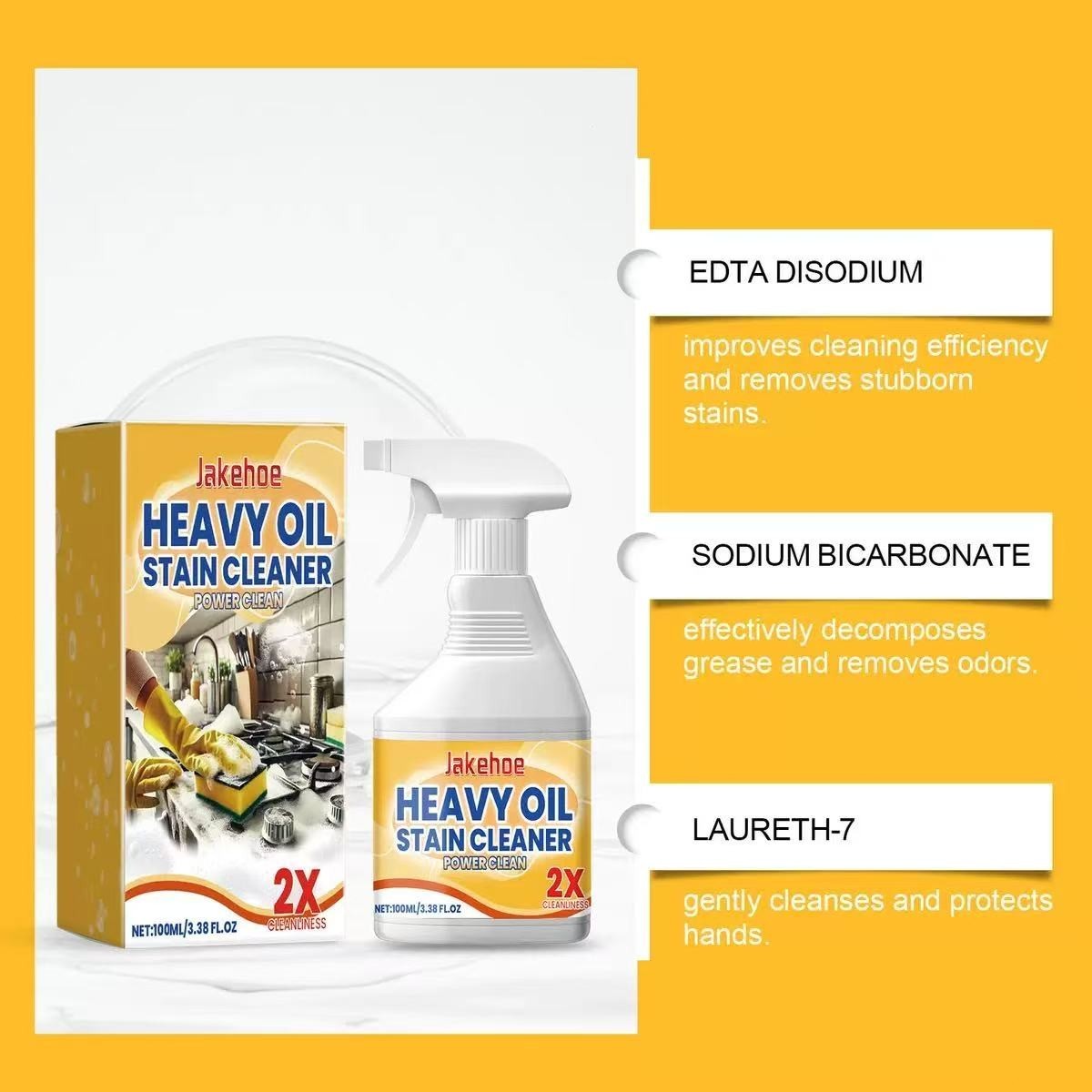 Kitchen Heavy Oil Stain Cleaner Spray Grease Remover for Stove Range Hood