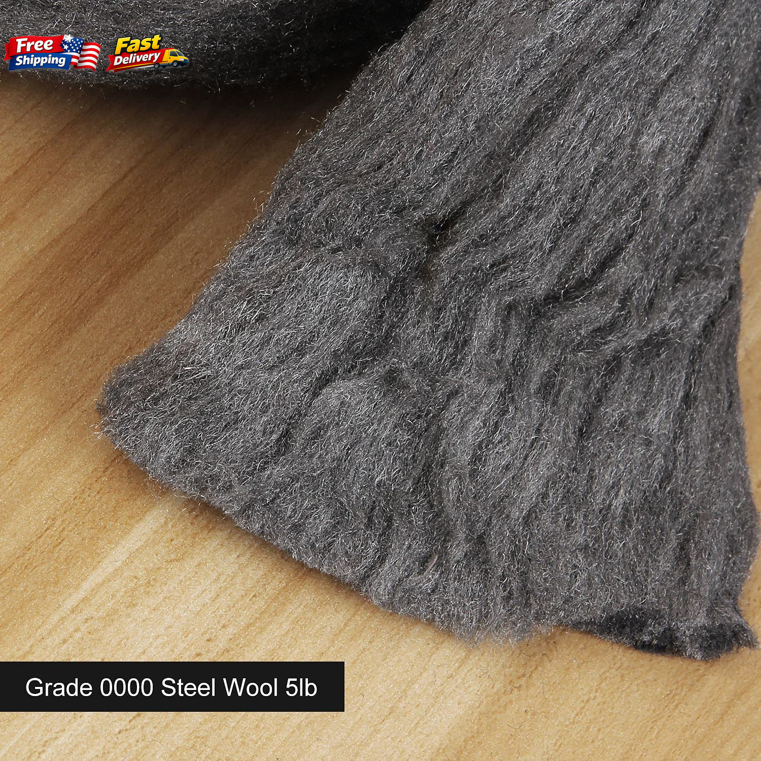 Grade 0000 Steel Wool 5lb Roll for Cleaning Rust Removal & Wood Buffing