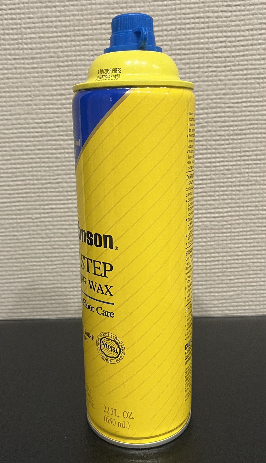 Vintage 1988 SC Johnson One Step No Buff Wax Metal Can (5 FL. OZ. Left)