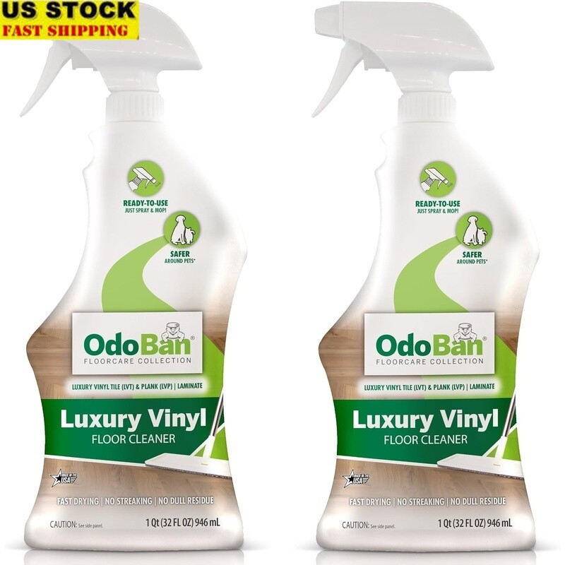 Luxury Vinyl Floor Cleaner pH Neutral Streak Free Unscented 32 Oz Spray 2-Pack