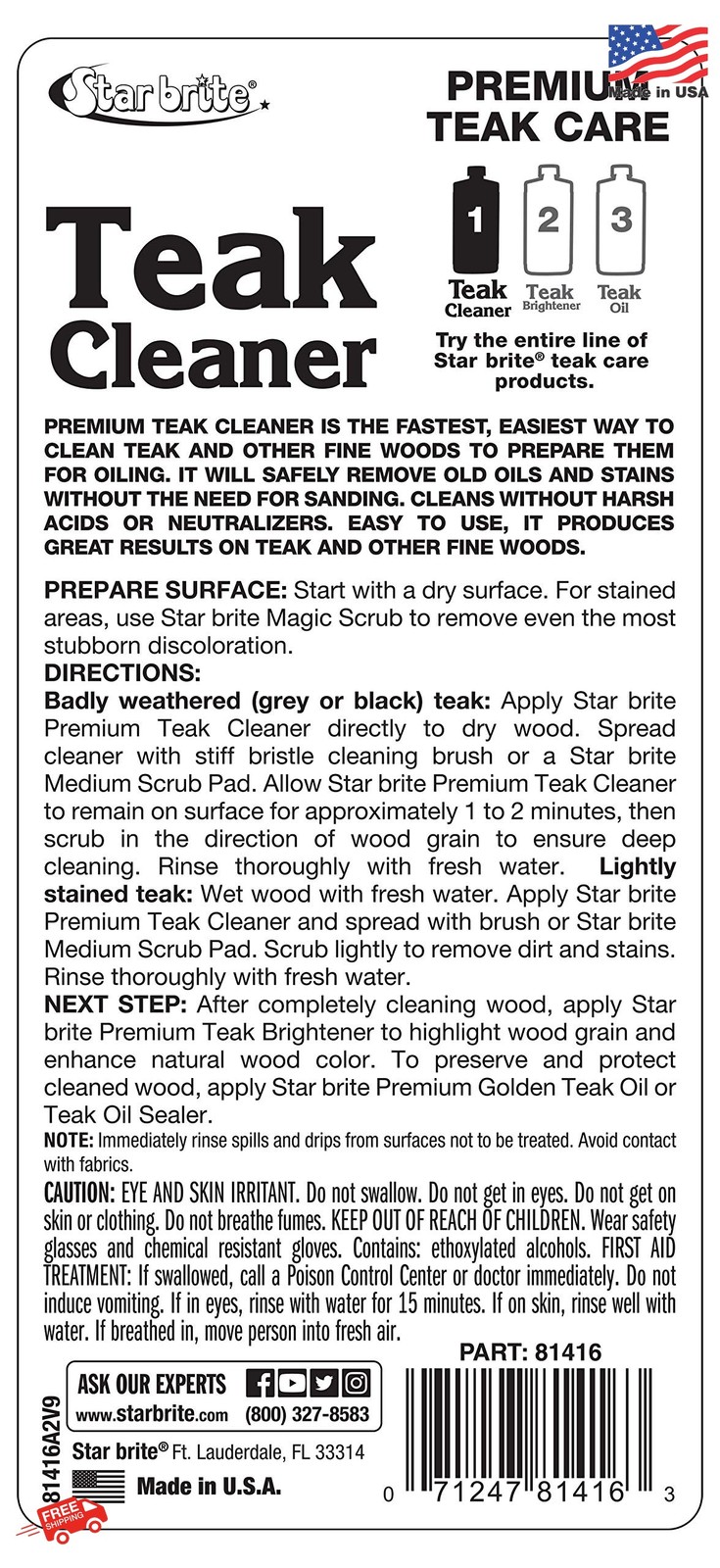 STAR BRITE Premium Teak Cleaner – Restore, Renew & Refresh Old Weathered Gray Te