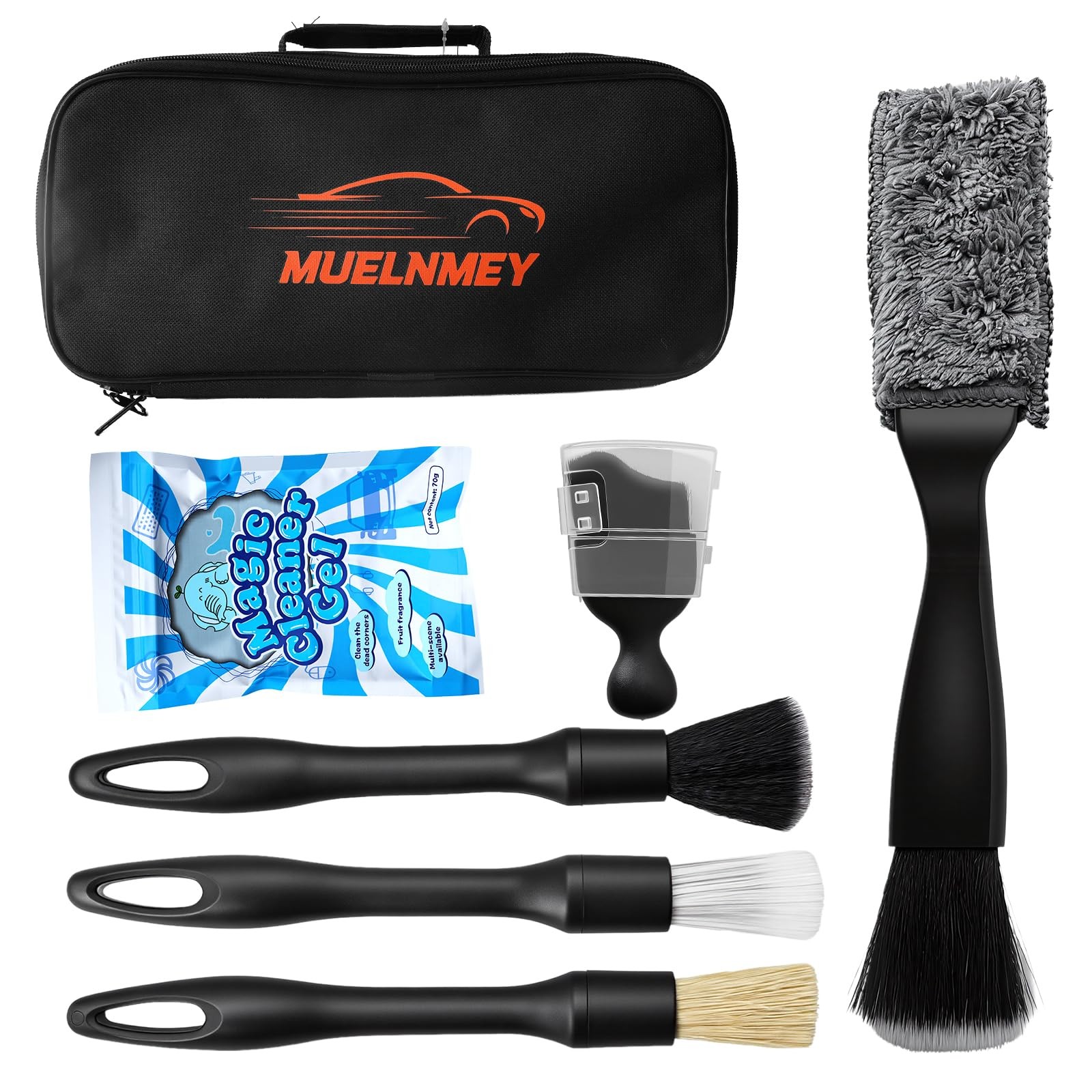 7PCS Car Detailing Brush Set Ultra Soft Boar Hair for Interior Cleaning