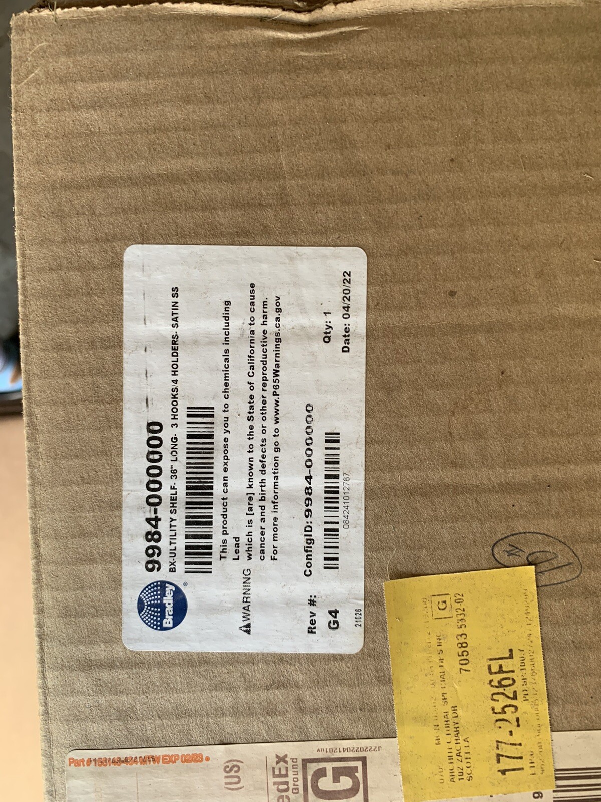 Bradley 36” Utility Hook BX Utility shelf 9984-000000