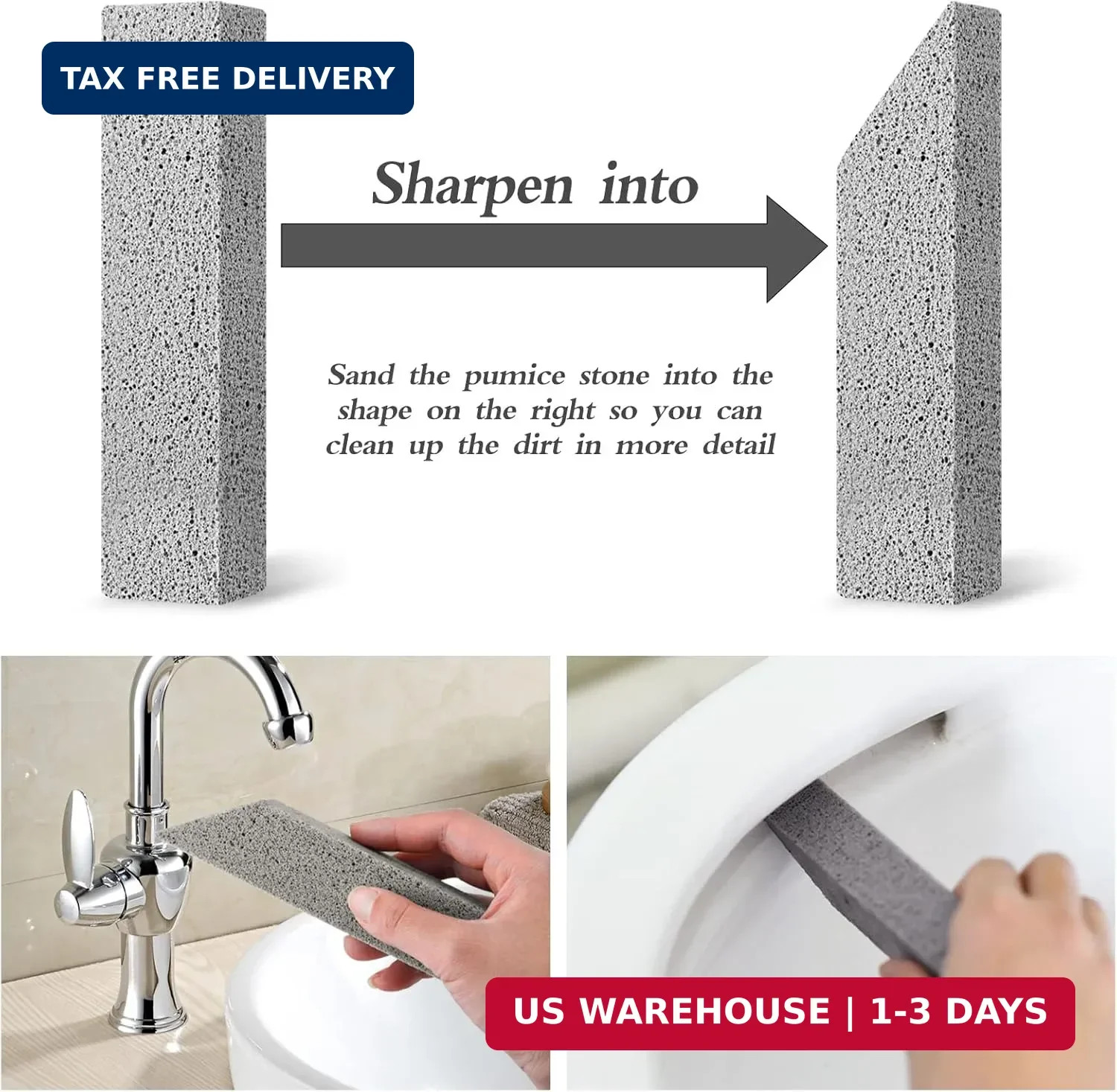 Lenicany 6Pack Pumice Stone for Toilet Cleaning Bowl Stick,Powerfully Cleans Har