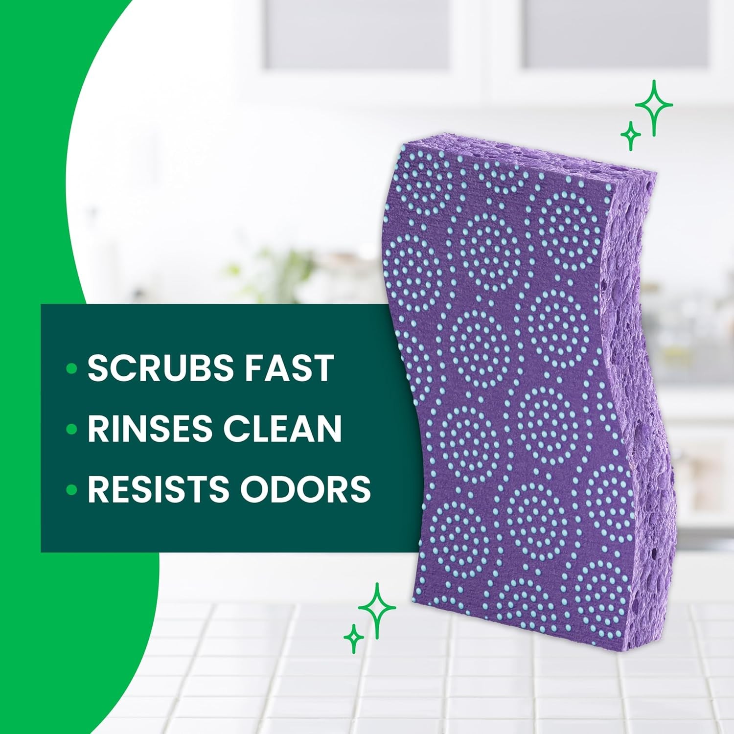 Scrub Dots Non-Scratch Scrub Sponge, Rinses Clean, for Washing Dishes and
