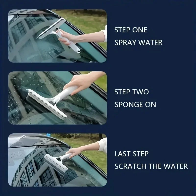 3-in-1 Silicone Shower Squeegee Window Glass Cleaner Spray Wiper Mirror Scraper