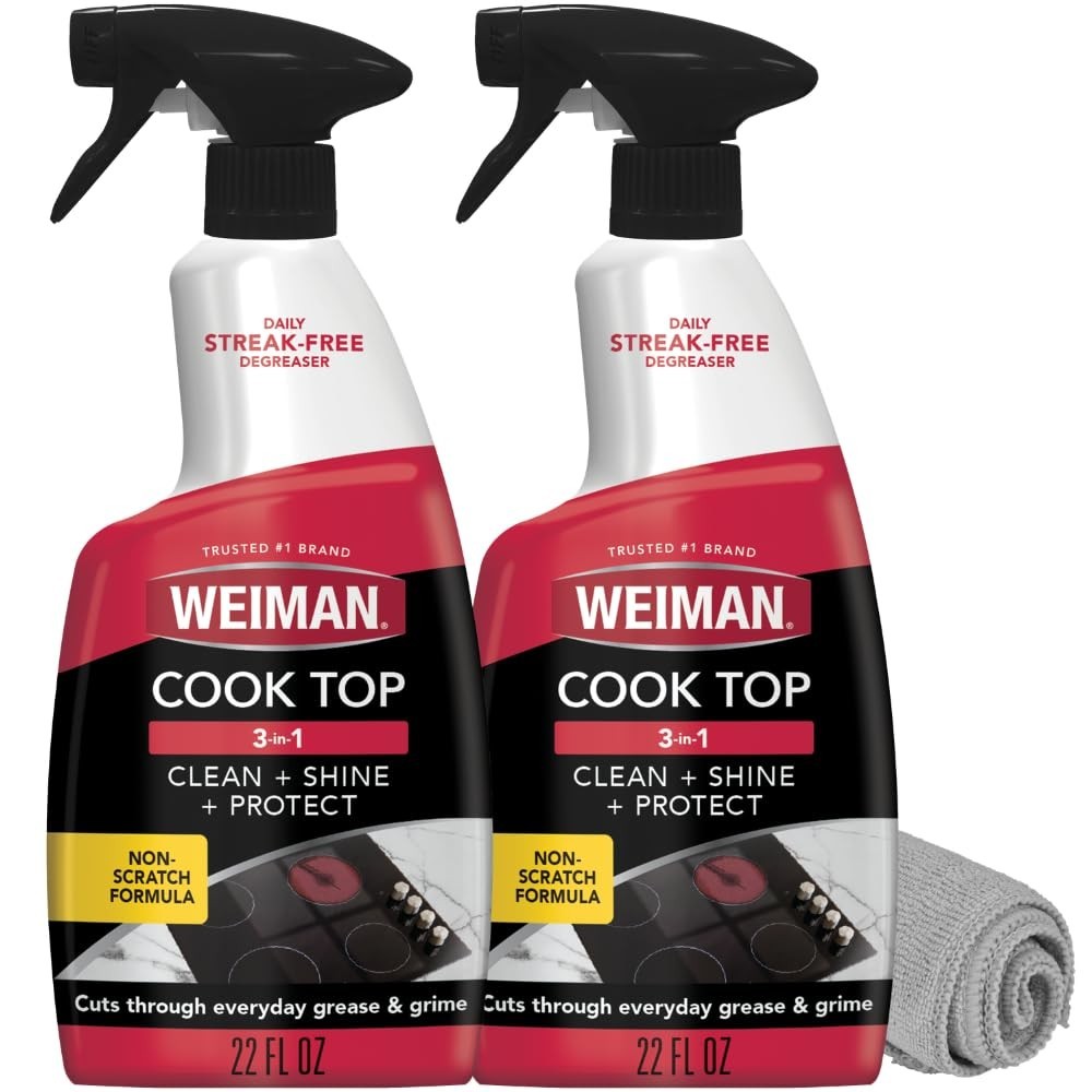 2-Pack Cooktop Cleaning Spray & Microfiber Cloth – Non-Abrasive Oven Cleaner, St