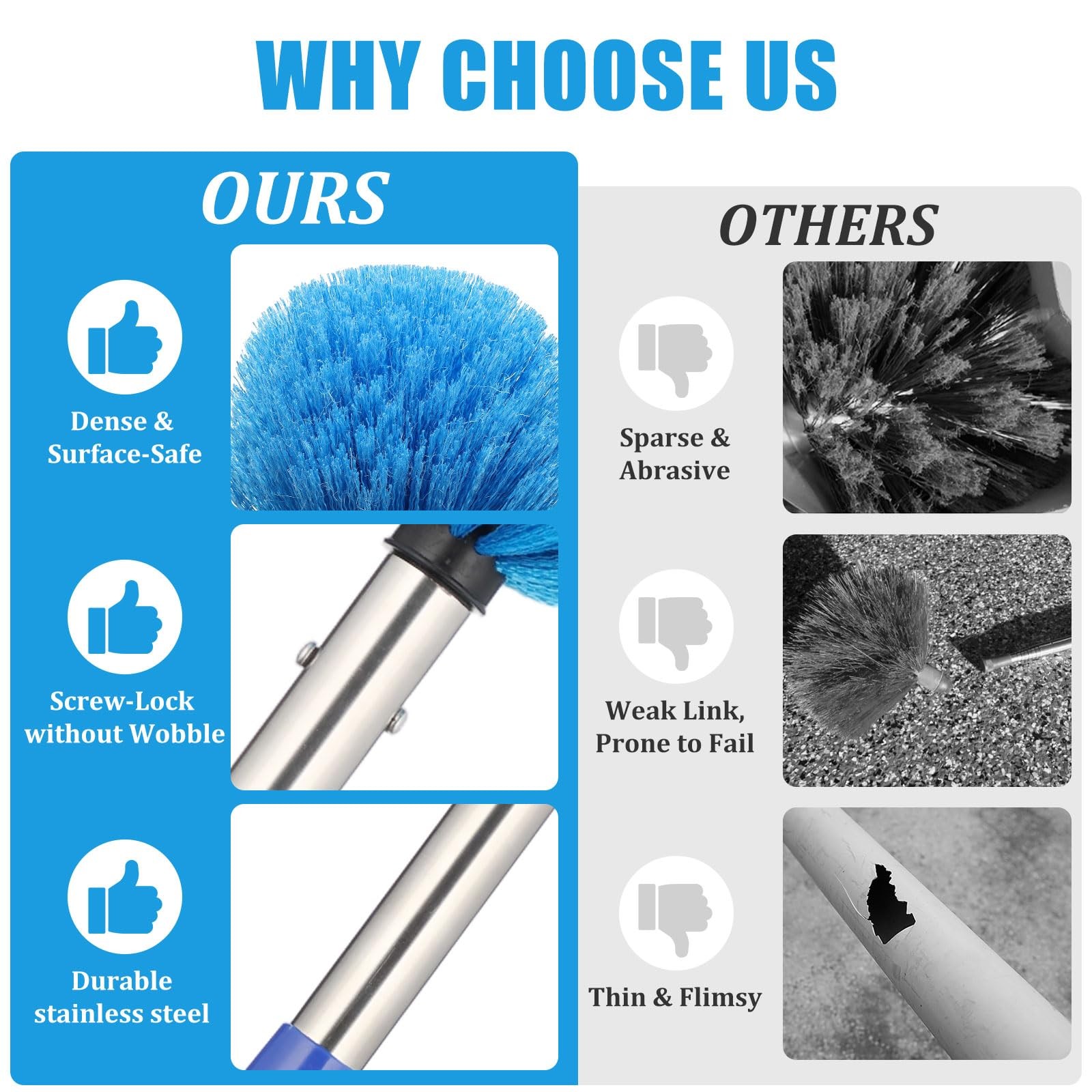 Cobweb Duster with Extension Pole 8 FT Lightweight Stainless Steel Extendabl…