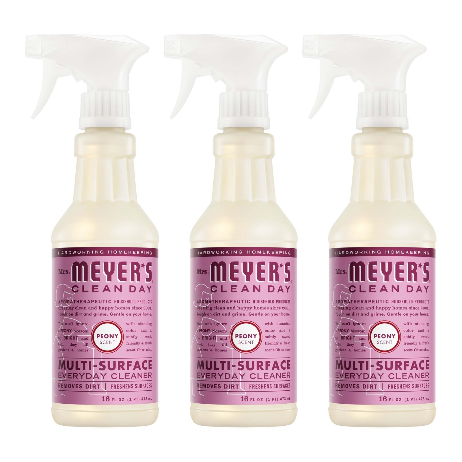 CLEAN DAY MultiSurface Everyday Cleaner, Peony Scent, 16 Fl Oz Bottle 3 Pack