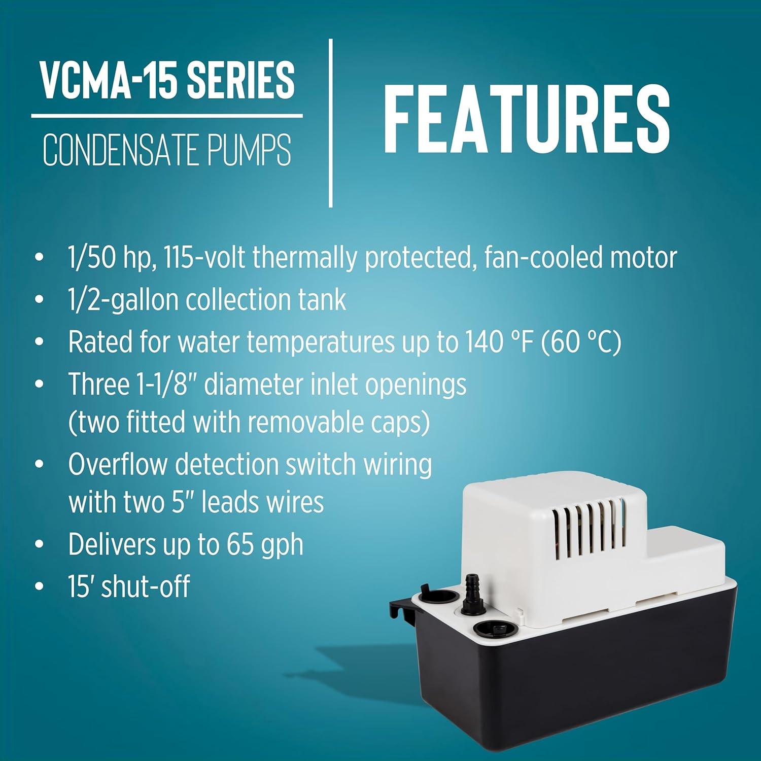 Little Giant VCMA-15ULST 115 Volt, 65 GPH, 1/50 HP Automatic Condensate Remova