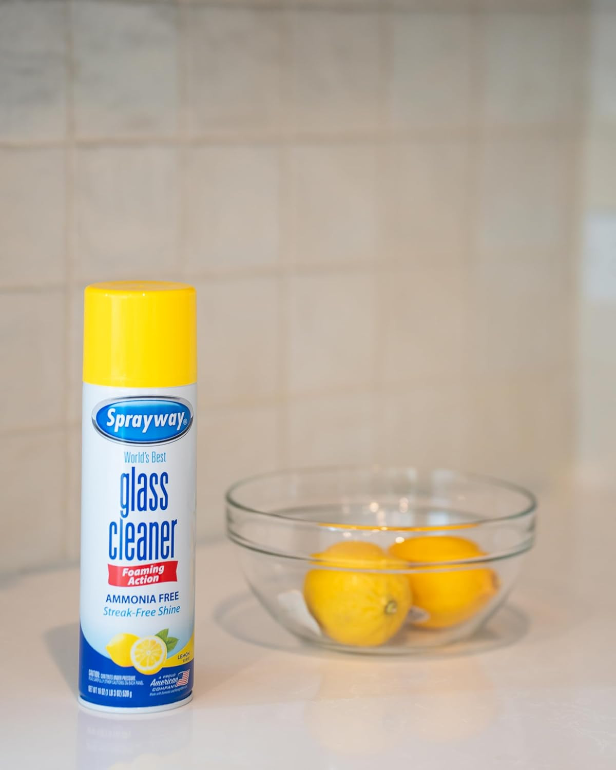 Sprayway Glass Cleaner Lemon Scent Foaming Aerosol Spray, 19Oz, Pack of 6 | Ammo