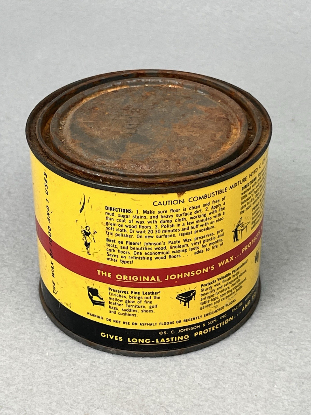 Original Formula Johnson’s Paste Wax 16 Oz. Can ALMOST Full See Weight Photo