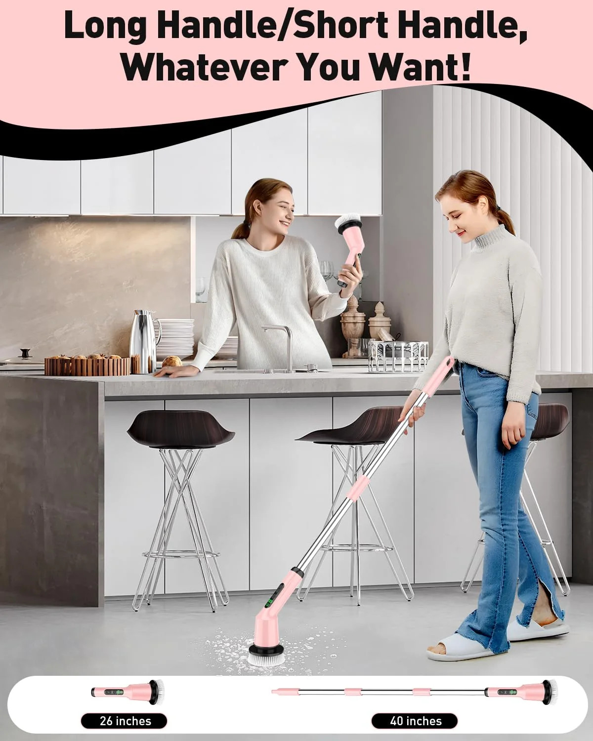 Electric Spin Scrubber for Cleaning Bathroom, Shower Scrubber Cordless Cleaning