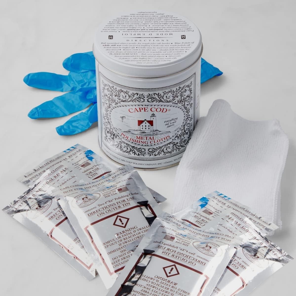 Metal Polishing Tin Bundle – 2 Pack with 12 Polishing Cloths, Buffing Cloth & Gl