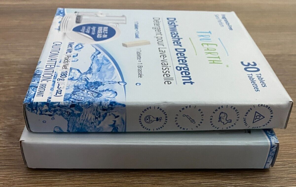 Tru Earth Dishwasher Detergent 30 Tablets Fragrance Free Eco Friendly Lot 2 NEW