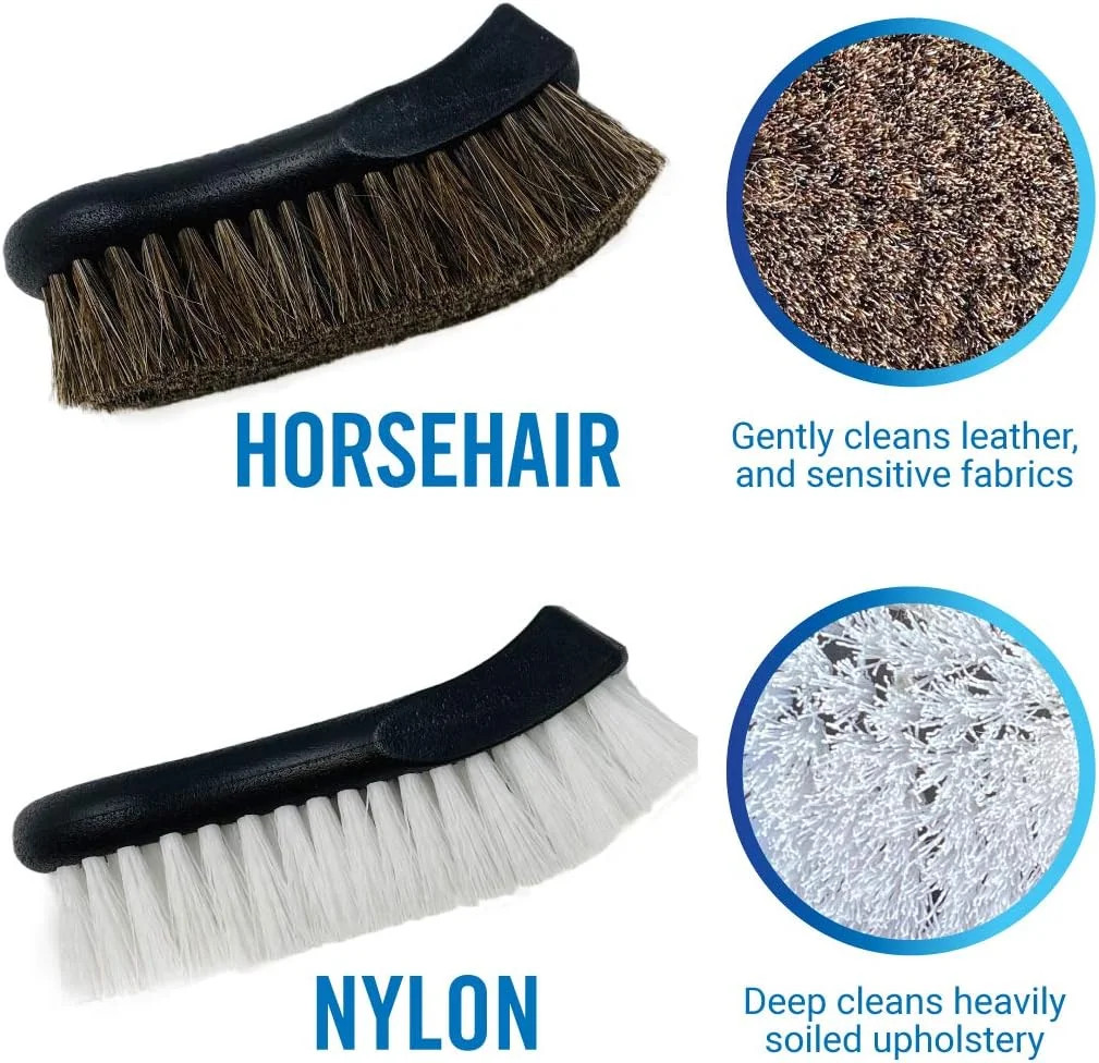 Upholstery Brush Set, Carpet and Car Cleaning Brushes, Horsehair Detailing Brush