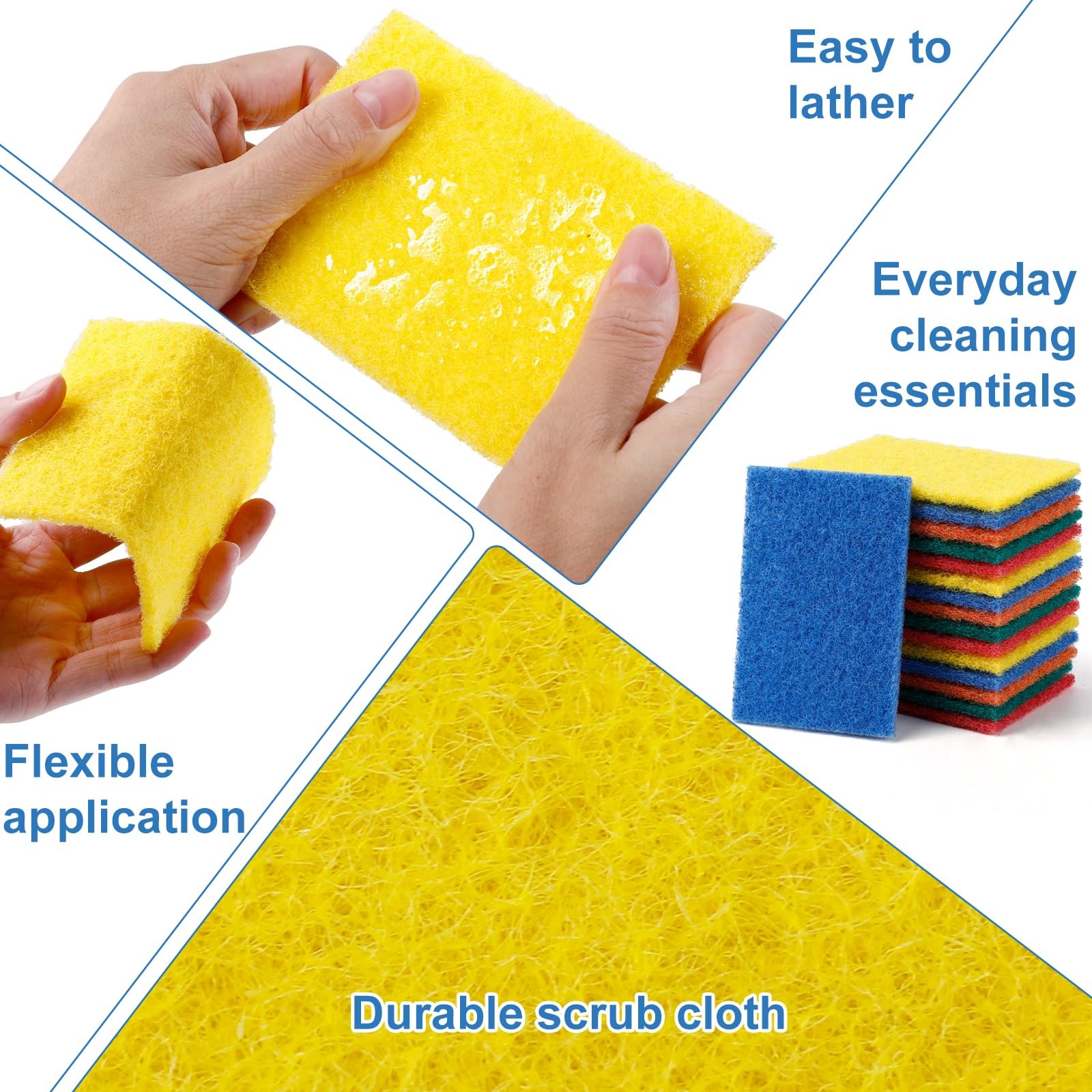 100 Pcs Scouring Pads,Heavy Duty Scour Pads,Dish Scrubber Scouring Pad,Reusab…