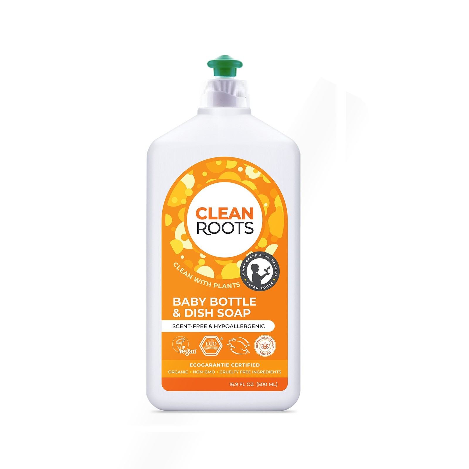 Scent-Free Baby Bottle & Dish Soap by Clean Roots, Plant-Based, 16.9 Oz