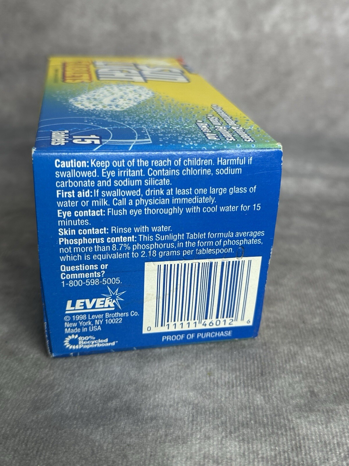 Vintage 1998 Sunlight Dishwasher Tablets (15) Triple Action Discontinued