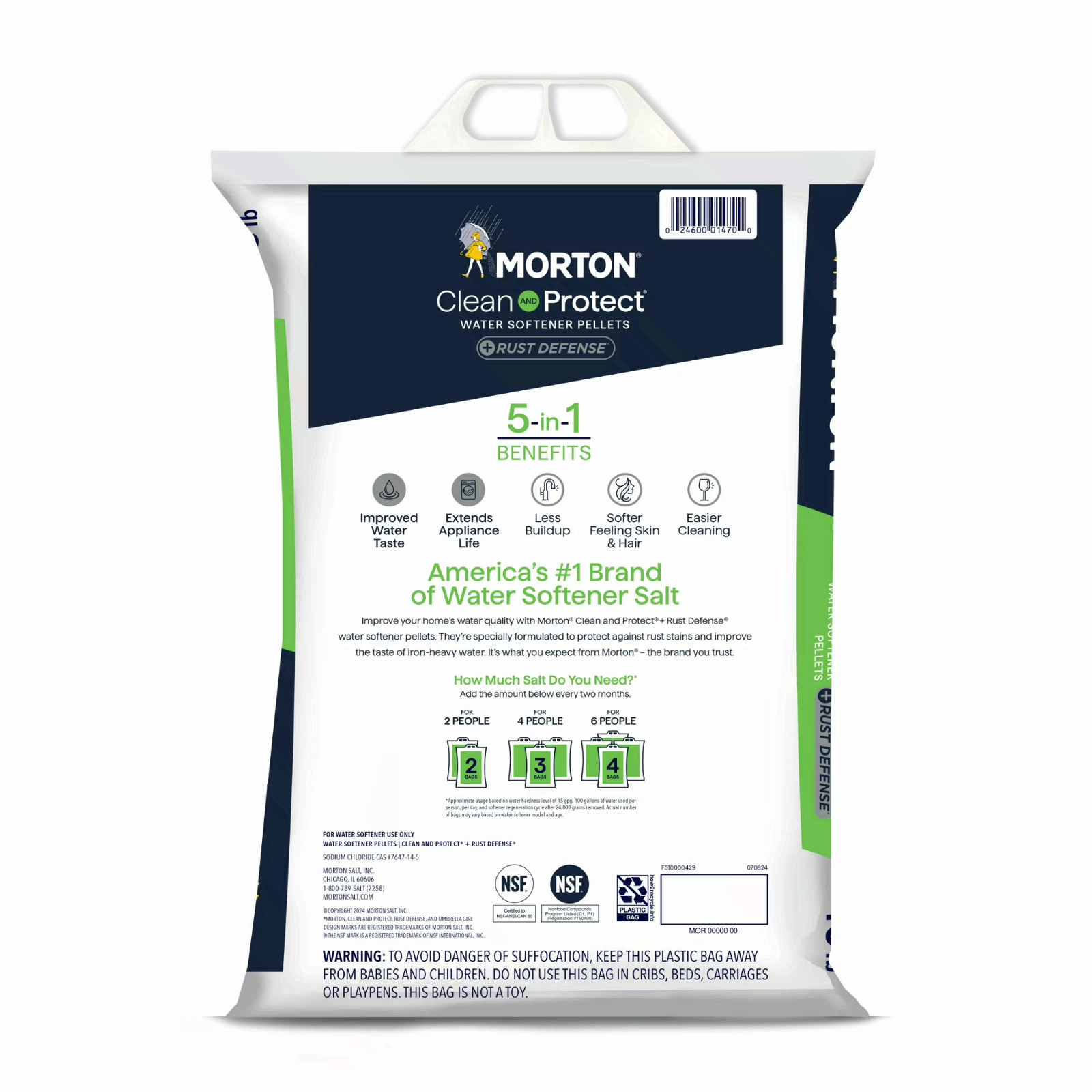 4 pack Morton Clean Protect Plus Rust Defense Water Softener Salt Pellet, 40lb