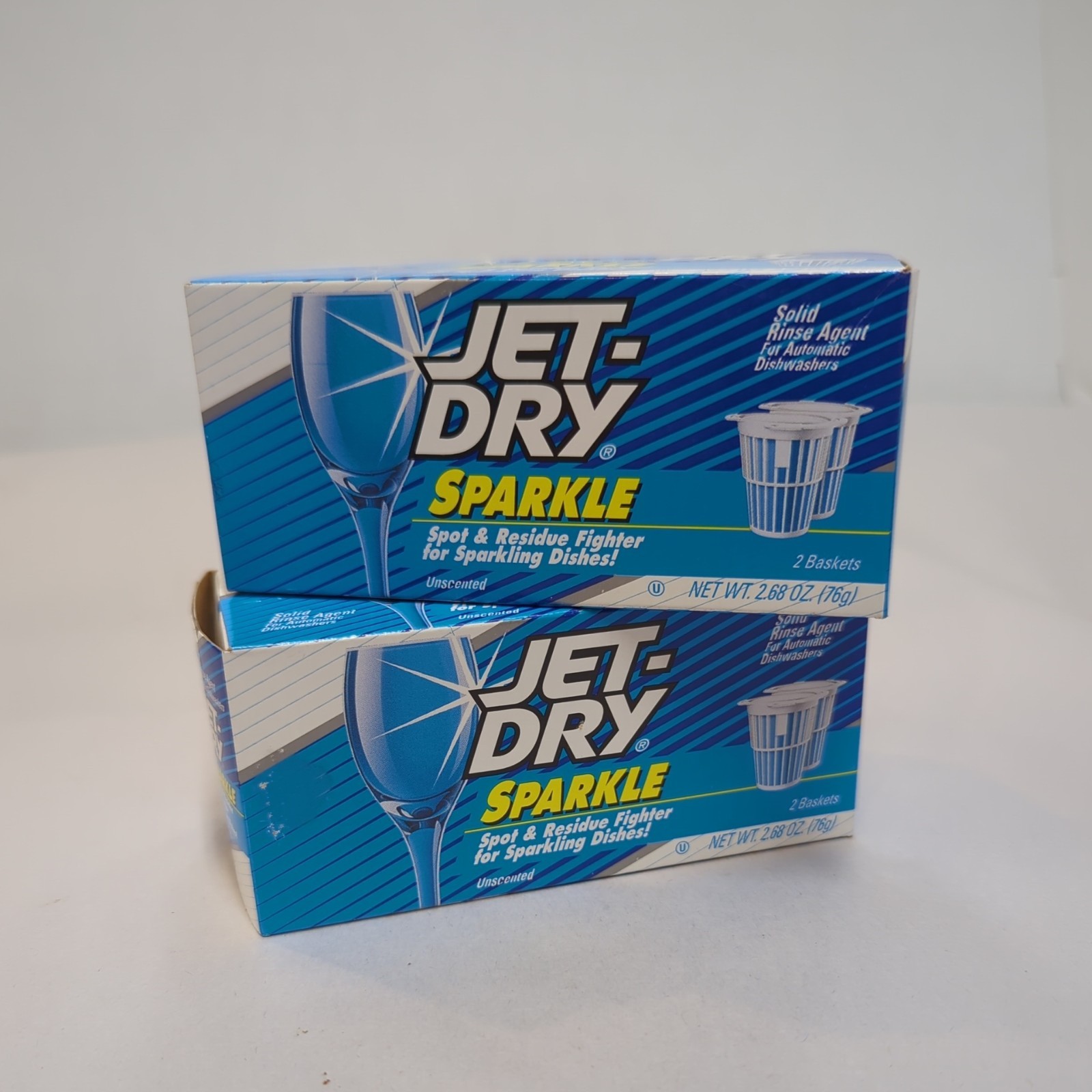 2 Boxes of 2 Jet-Dry Sparkle Solid Jet-Dry Rinse Aid (blue) Baskets