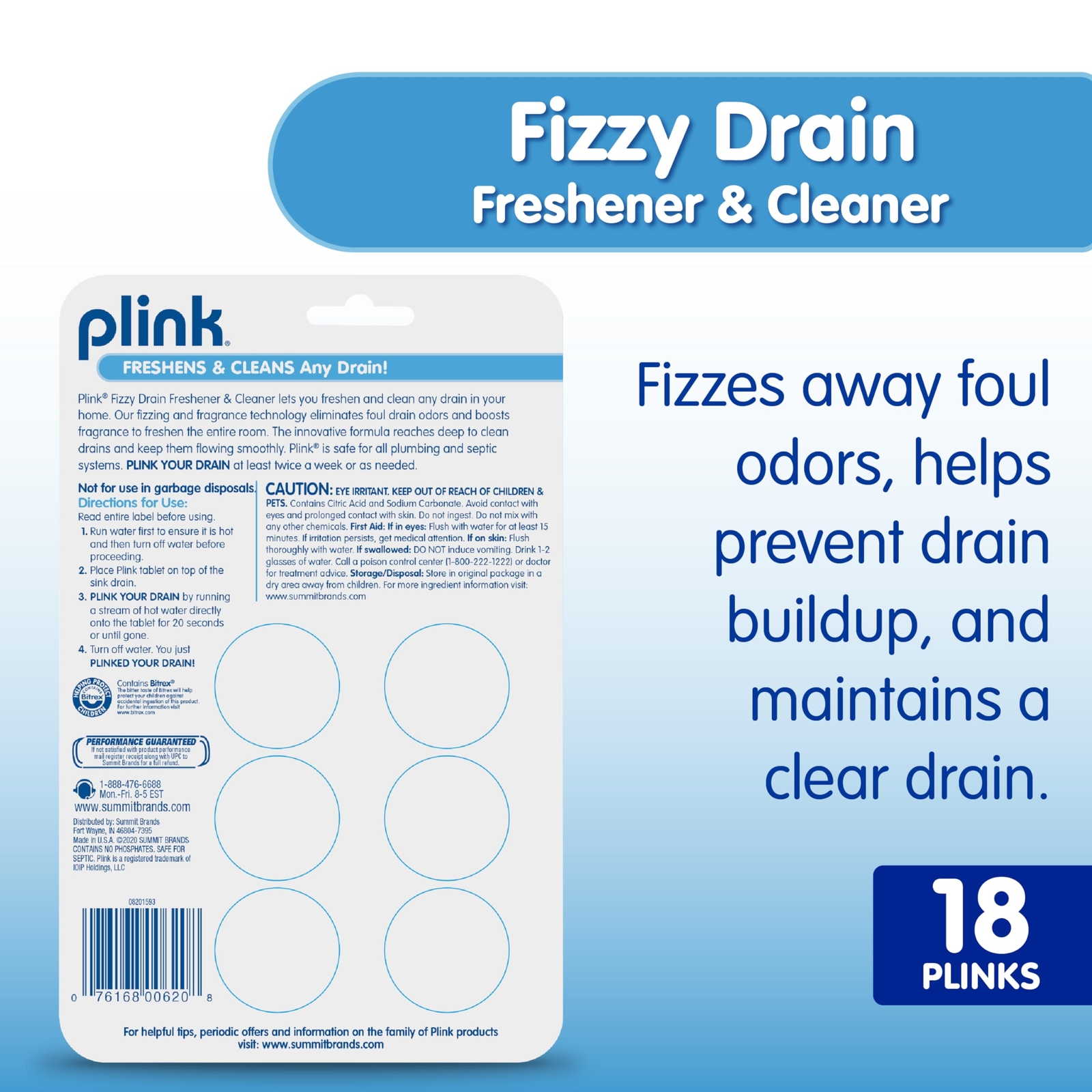 Lemon Scented Drain Freshener and Cleaner 6 Pack Fizzy Deodorizing Tablets