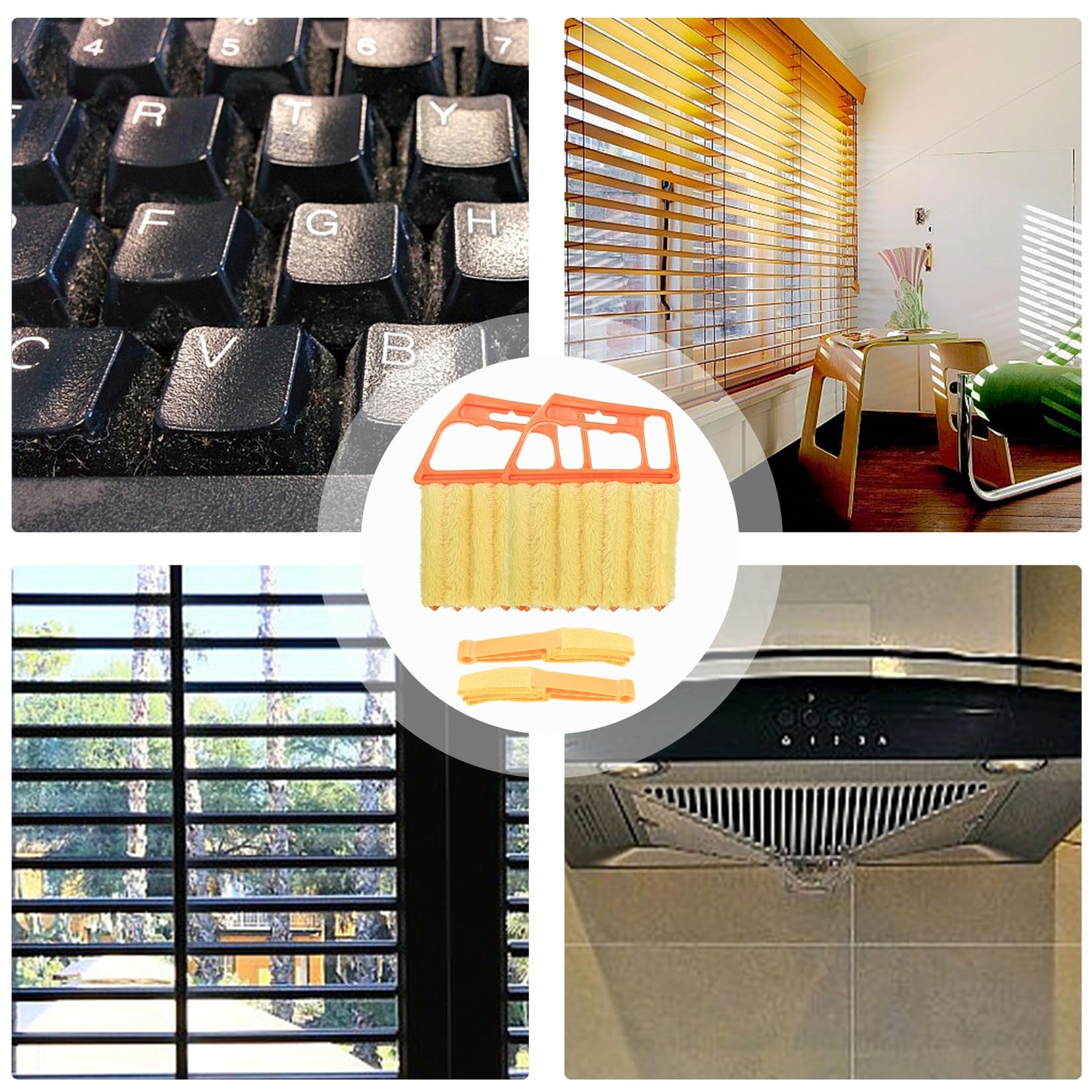 4 Pack Window Venetian Blind Cleaner Duster Tool with 7 Finger Blind Duster