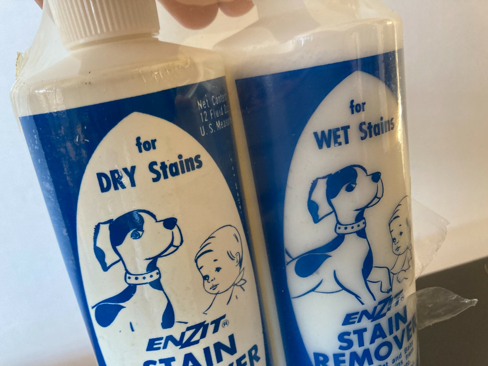 Vtg ENZIT Stain Remover 2 PK NOS Dry Wet Stains Great Graphic Boy Dog Beautilite